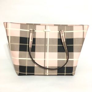 Kate Spade New York Pink Plaid Shoulder Tote Bag
